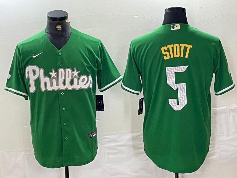 Men Philadelphia Phillies #5 Stott Green Fashion Edition Nike 2024 MLB Jersey style 1->->